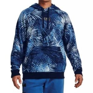 Under Armour Mens Blue Rival Pullover Fleece Palm Hoodie